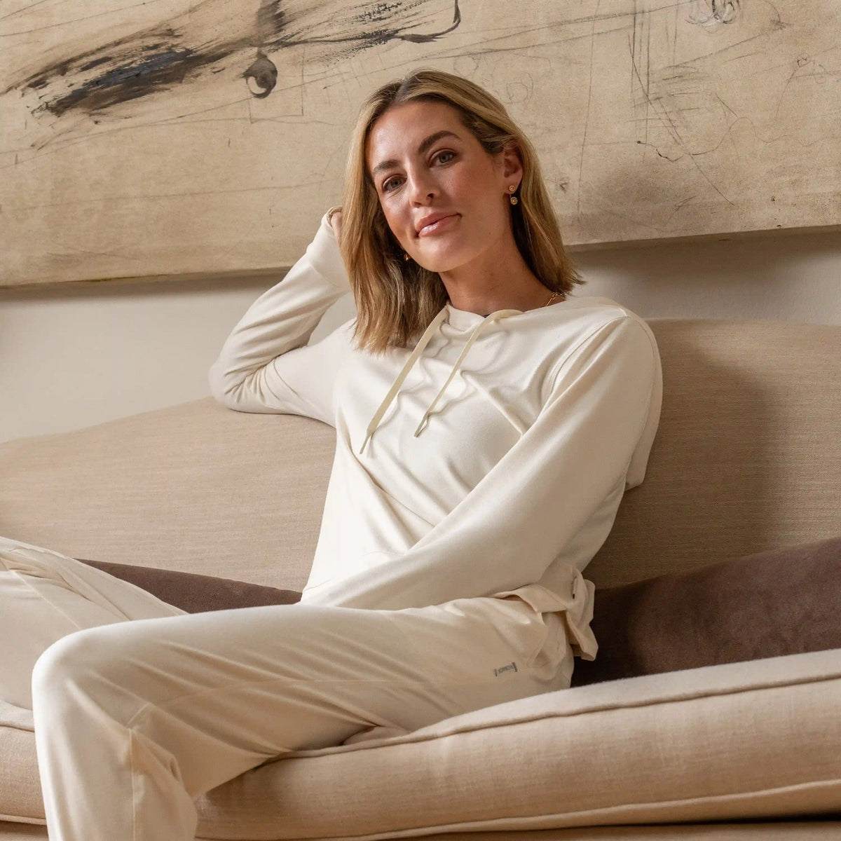 Tempo Performance Hoodie | Heather - Ivory/Parchment White