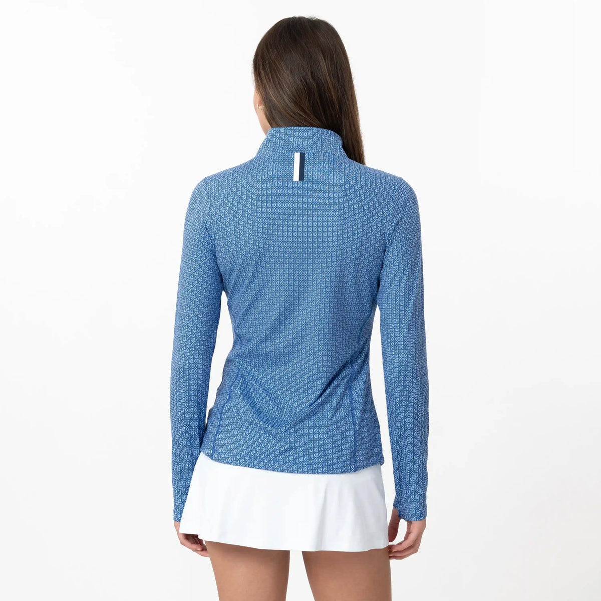 Floral Lattice Performance Q-Zip | The Floral Lattice - Short Stop Blue/White