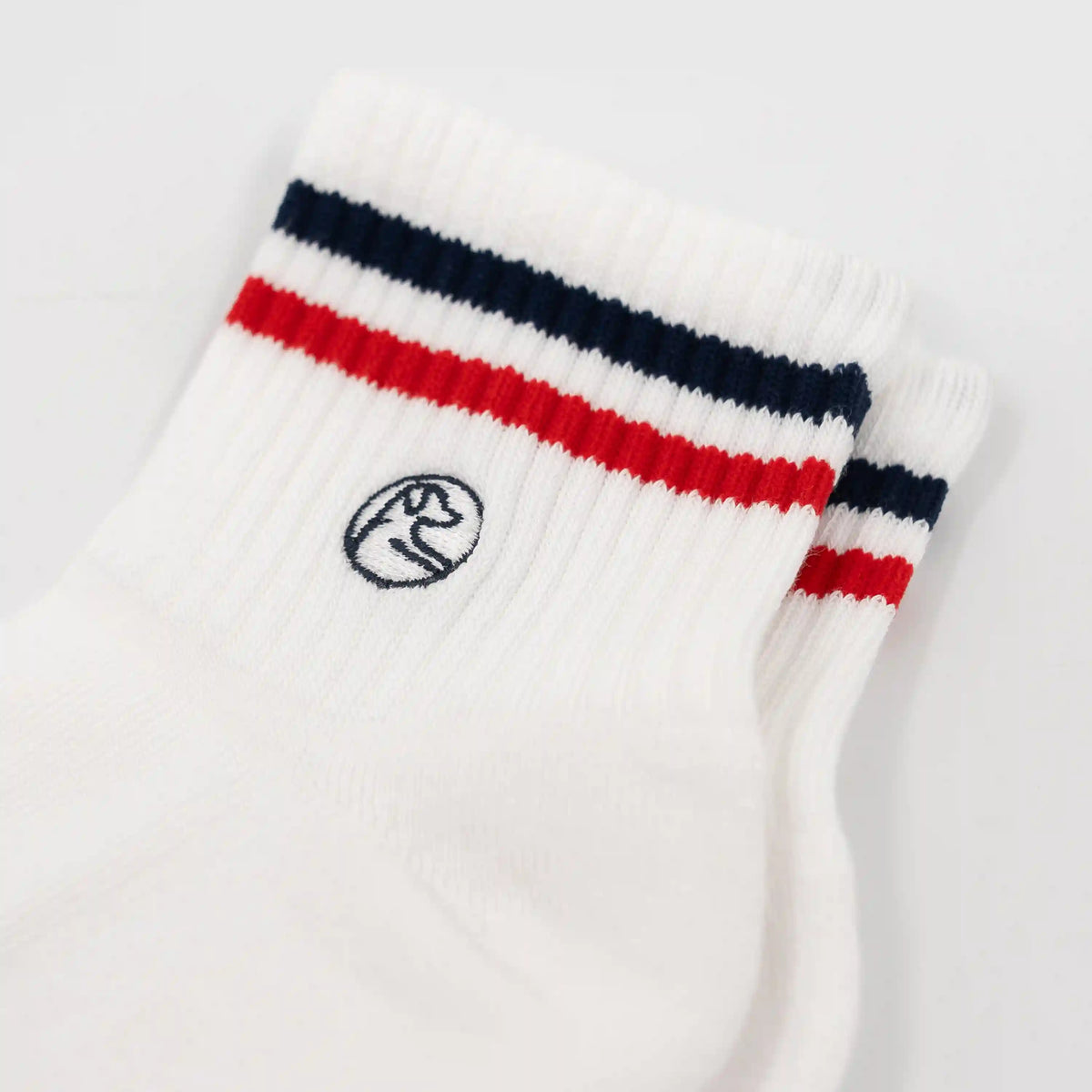 Stratus Performance Half Crew Socks | Solid - White - Cardinal Red/Fleet Navy