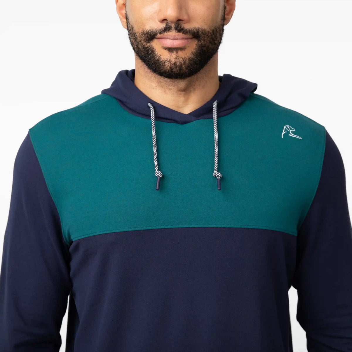 Hesi Performance Hoodie | Colorblock - Fleet Navy/Midnight Green
