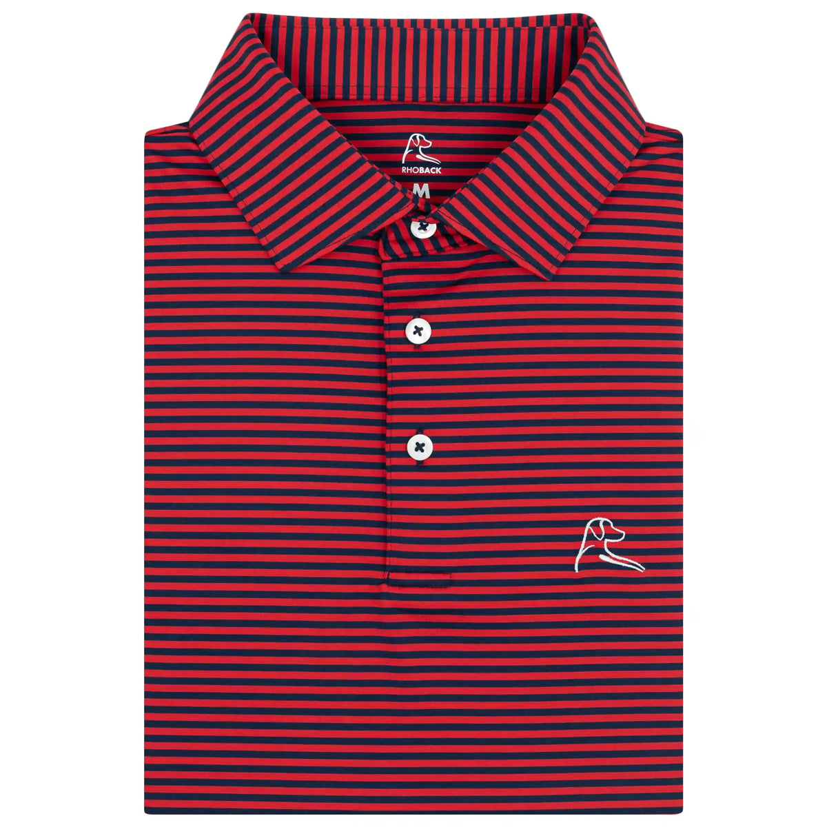 The Birdie Stripe | Performance Polo | The Birdie Stripe - Classic Red/Fleet Navy
