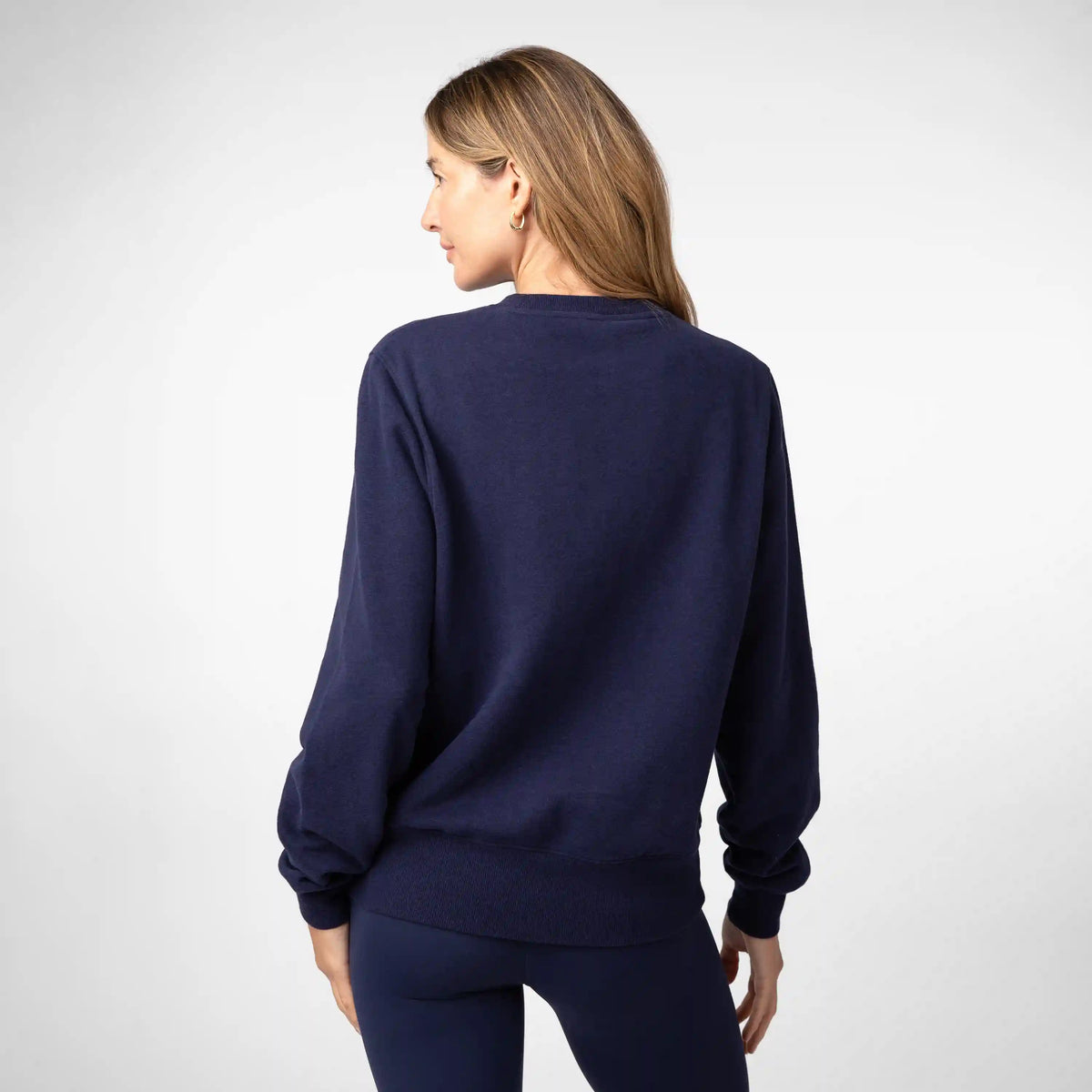 Ready Crewneck | Heather - Indigo Blue - RBUSA ARCH 1 WHITE (Women's)
