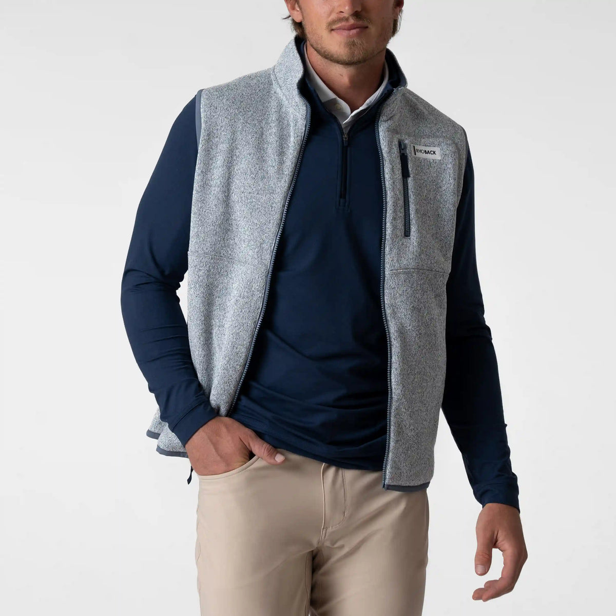 Peak Sweater Fleece Vest | Heather - Everest Grey/White