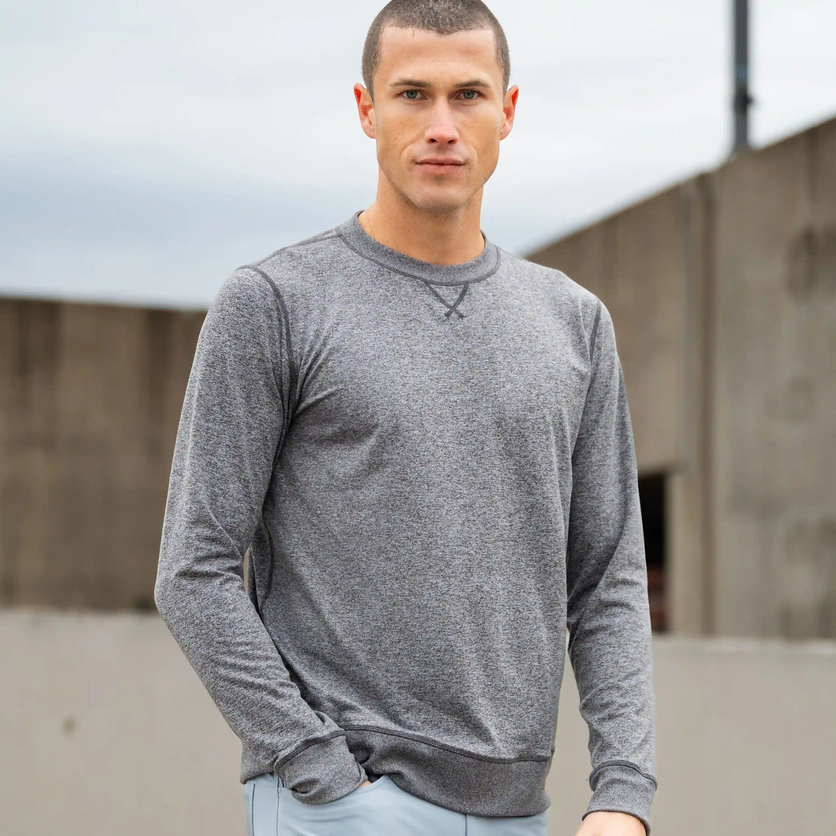 Pace Performance Crew | Heather - Owl Grey/Ash Grey