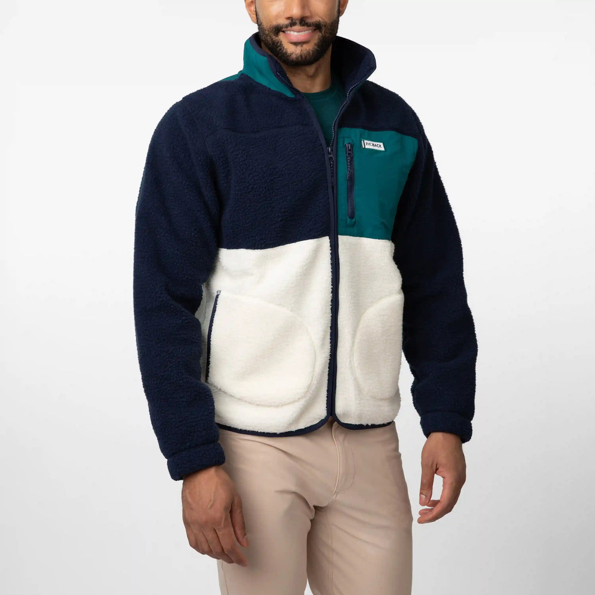 Summit Crest Full-Zip Jacket | Colorblock - Fleet Navy/Ivory - Midnight Green