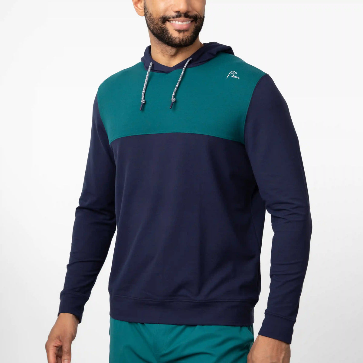 Hesi Performance Hoodie | Colorblock - Fleet Navy/Midnight Green