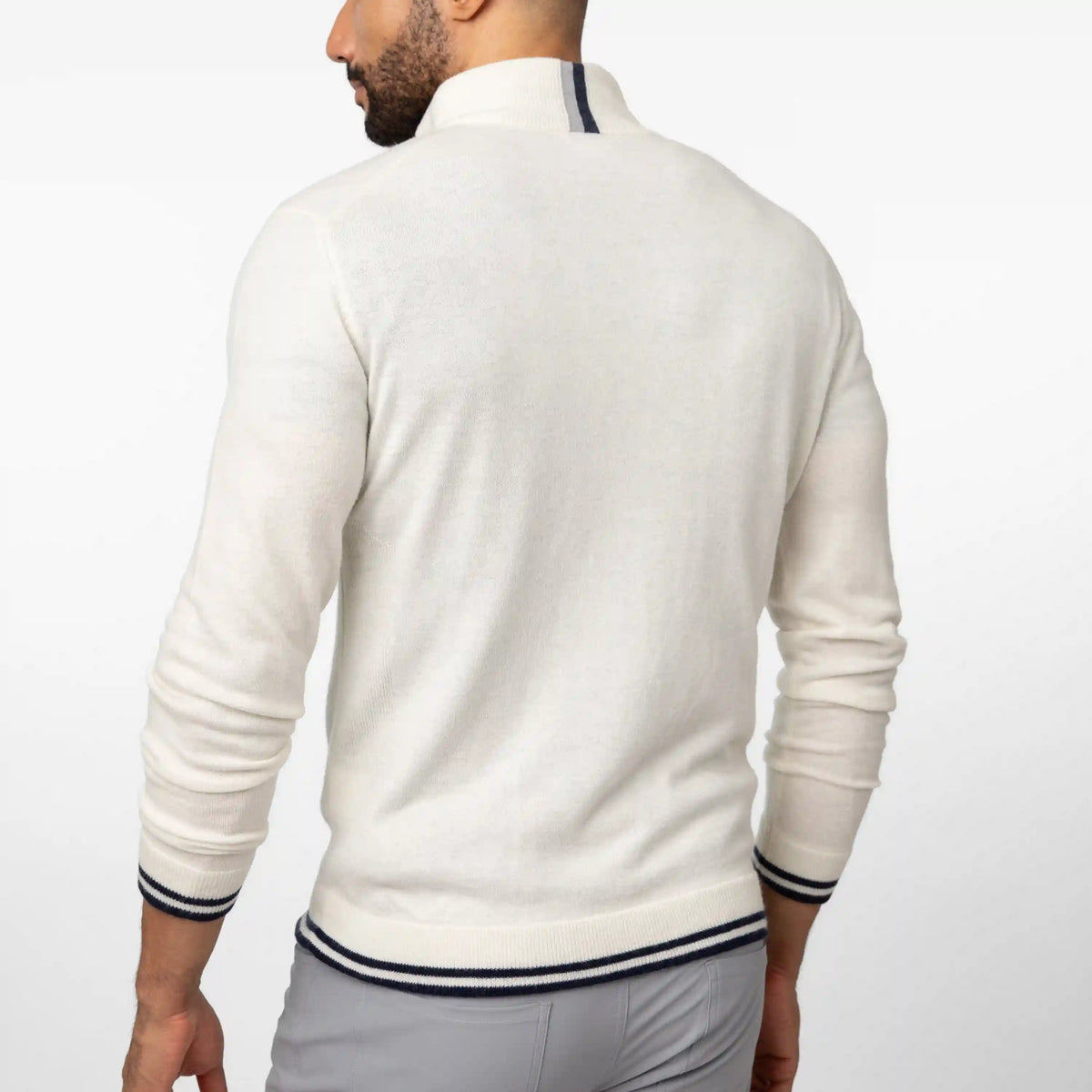 Hogan Q-Zip Sweater | Solid - Ivory - Fleet Navy