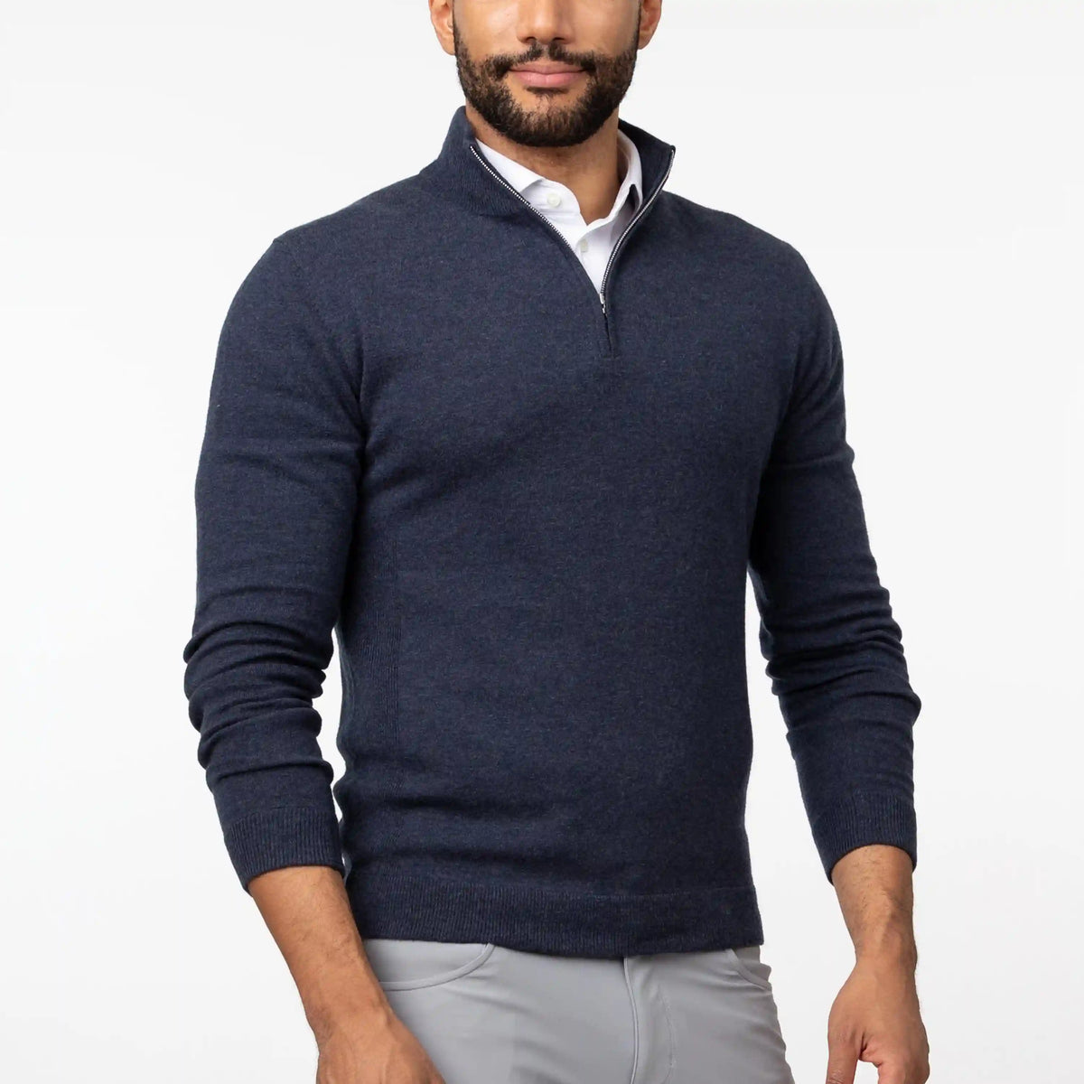 Hogan Q-Zip Sweater | Heather - Annapolis Blue/Annapolis Blue