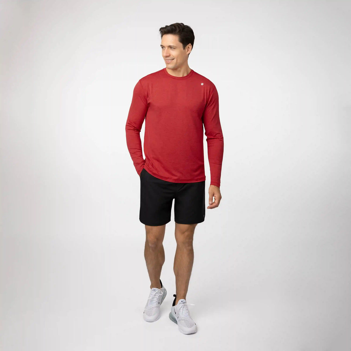 Blitz Tech Long Sleeve Tee 2.0 | Heather - Poinsettia Red/Poinsettia Red