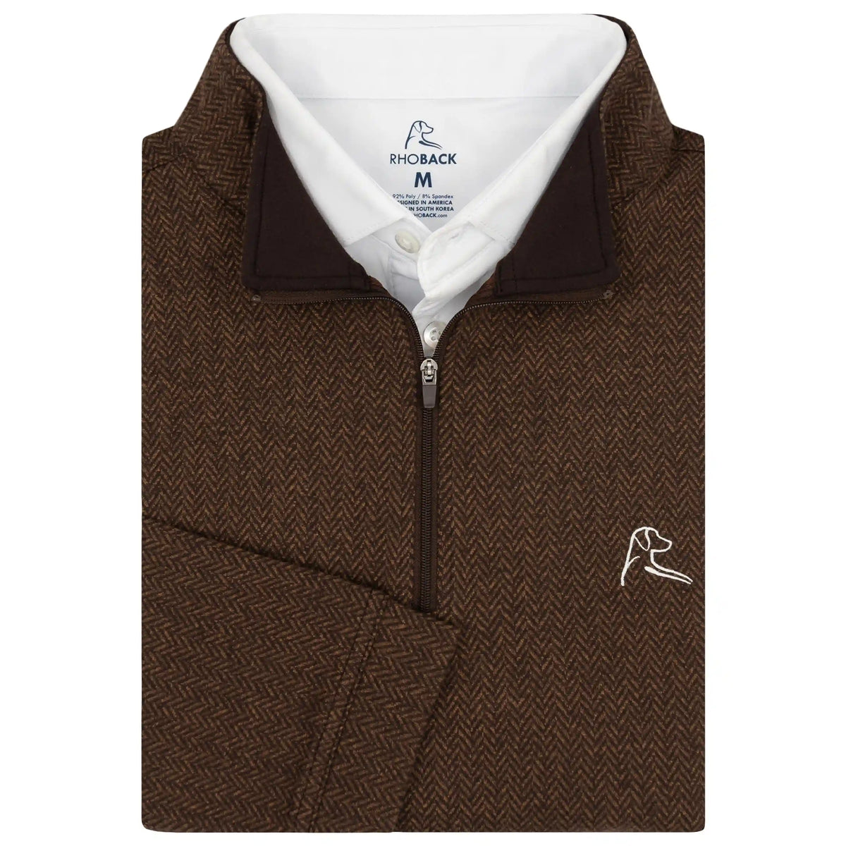 Herringbone Jacquard Performance Q-Zip | The Herringbone Jacquard - Sepia/Cocoa