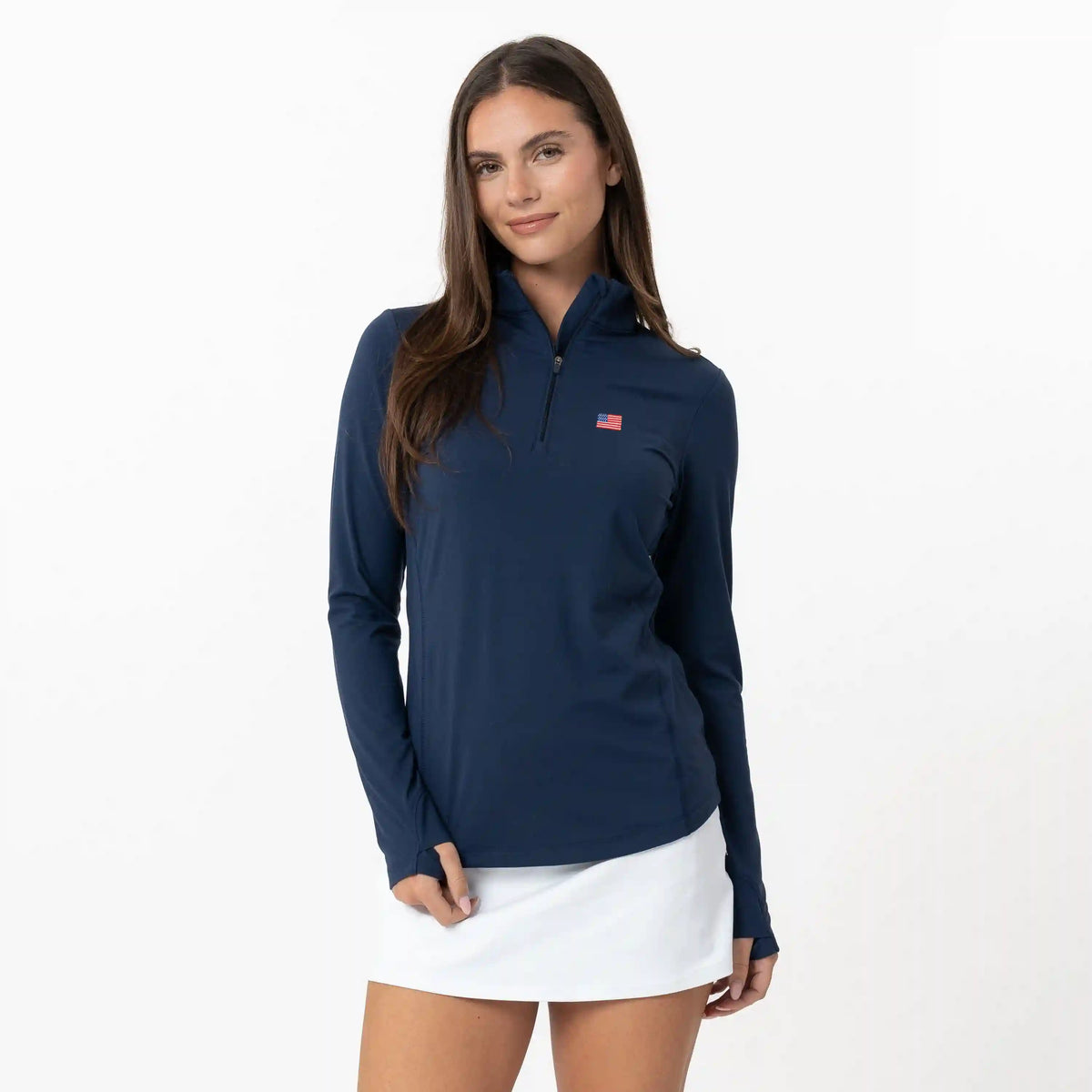 Solid Performance Q-Zip | Solid - Fleet Navy - USA FLAG 3