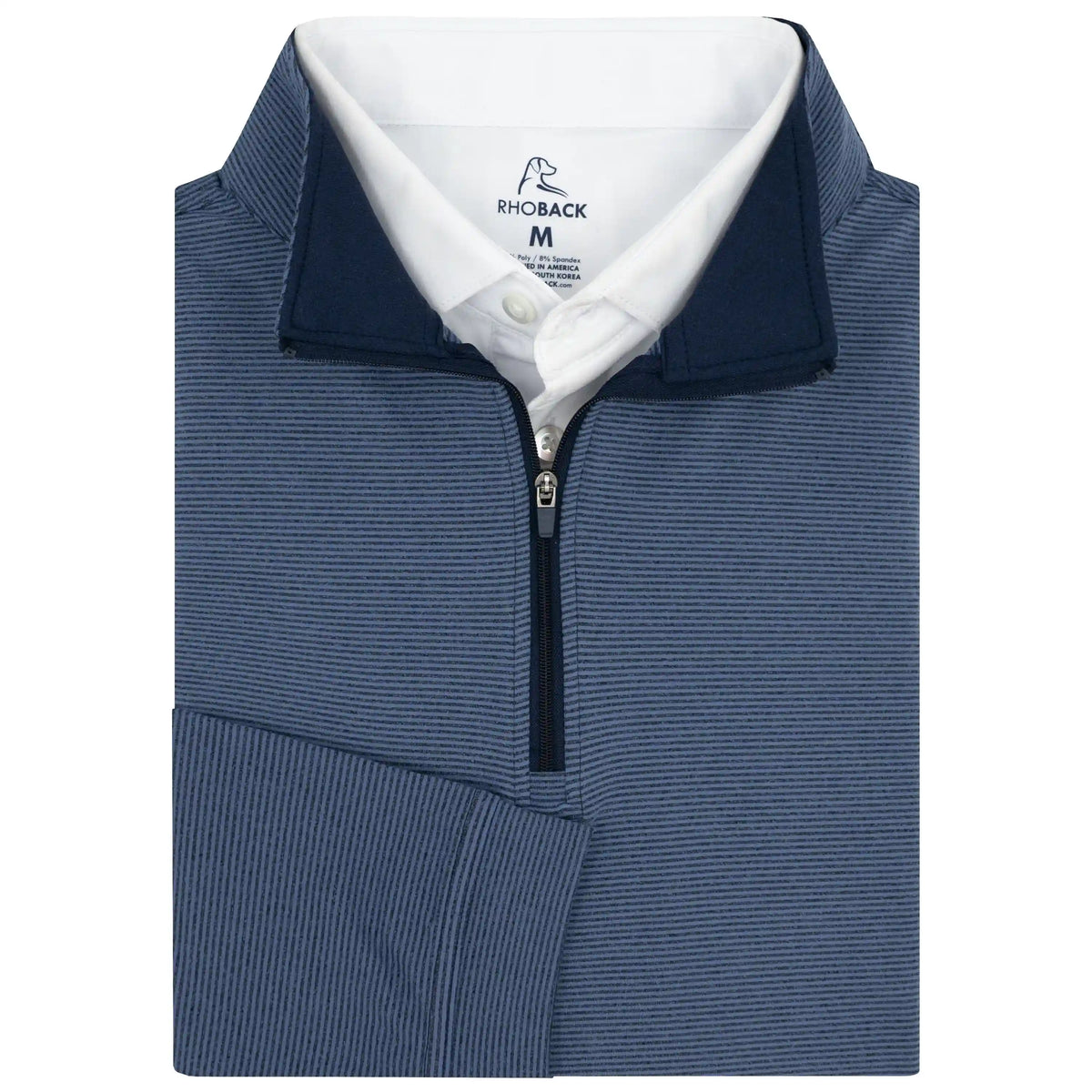 Riva Heather Stripe Performance Q-Zip | The Riva Heather Stripe - Coastal Blue/Fleet Navy