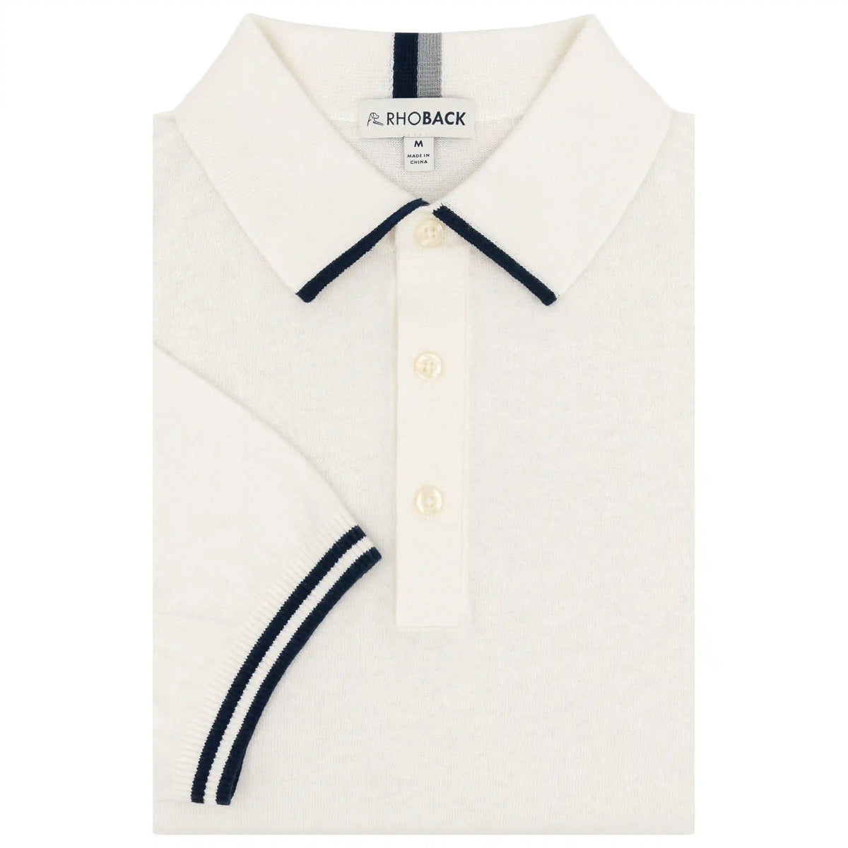 Harbor Stretch Sweater Polo | Solid - Ivory - Fleet Navy