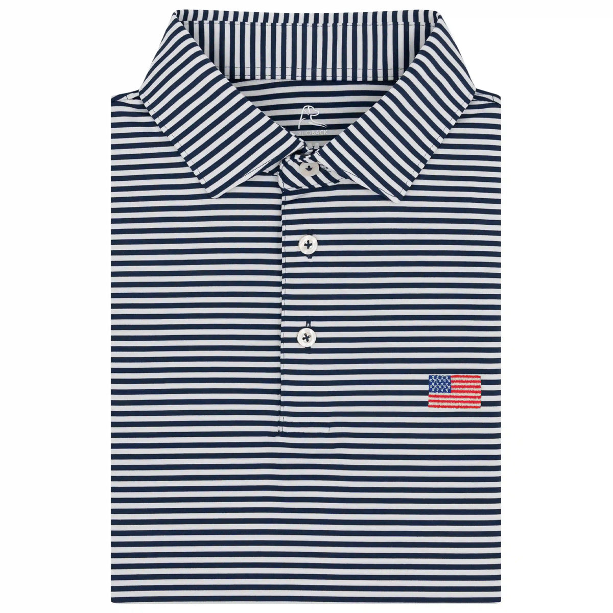 The Birdie Stripe | Performance Polo | The Birdie Stripe - Fleet Navy/White - USA FLAG 3