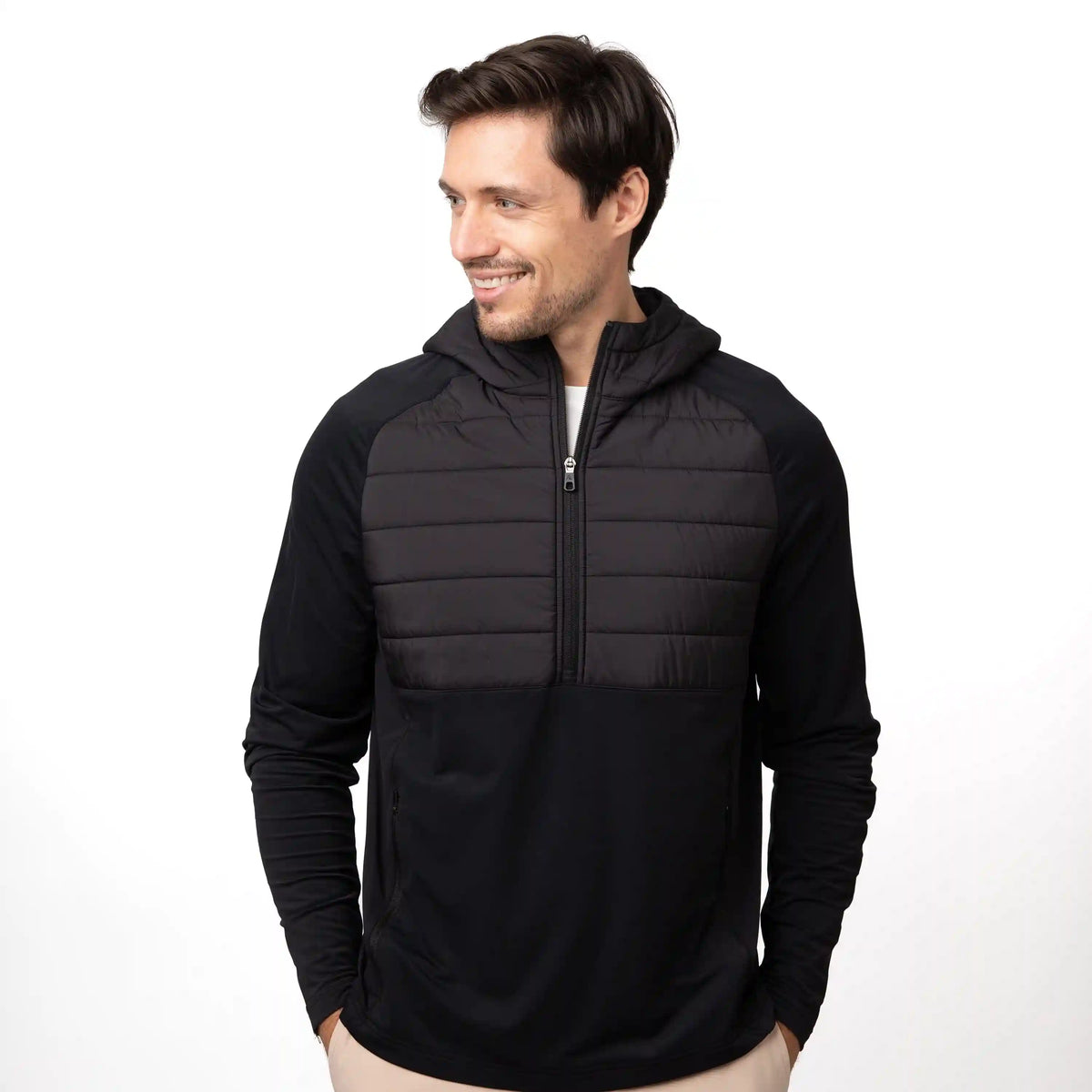 Fulton Hybrid Half-Zip Hoodie | Solid - Black