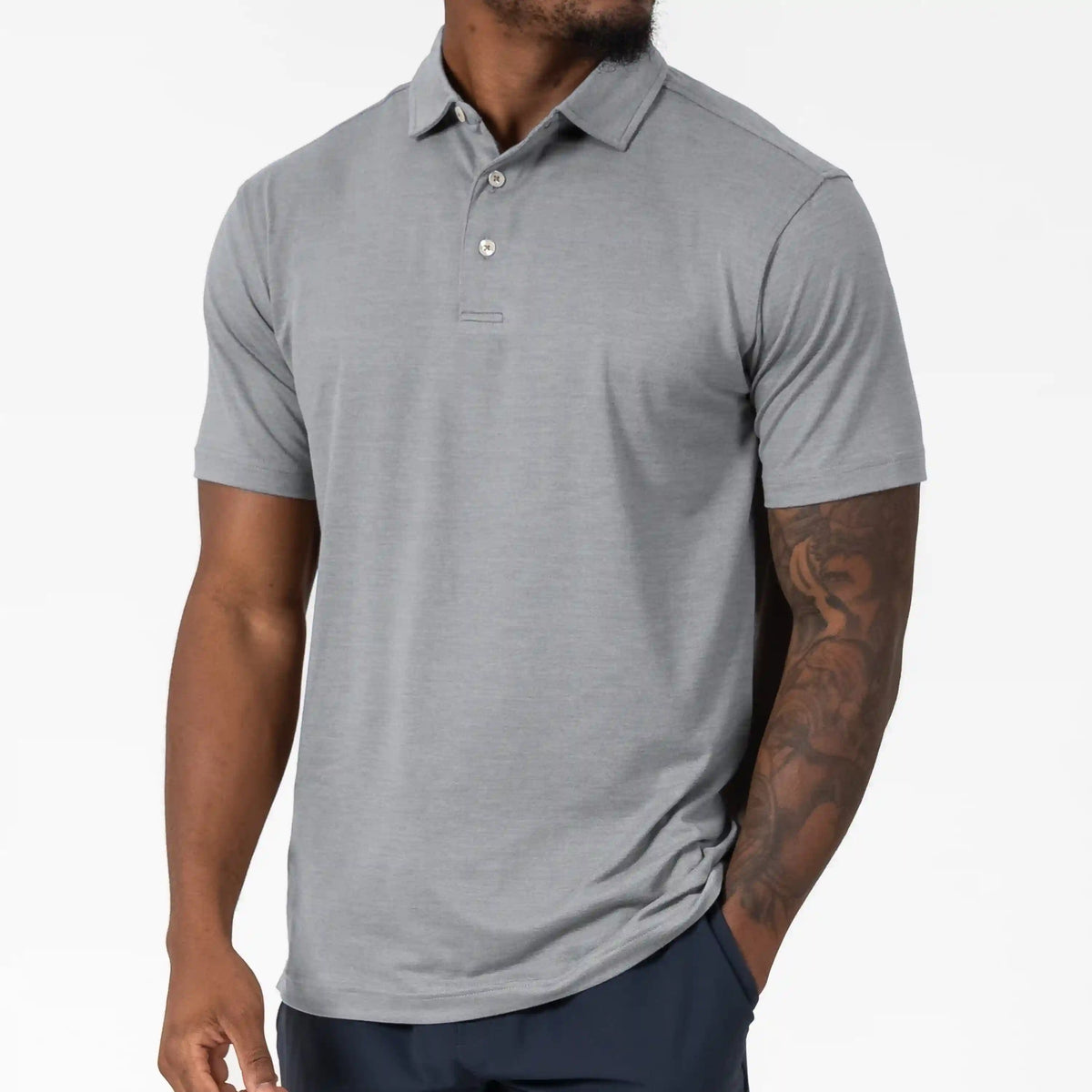 Tailwind Performance Polo | Heather - Stainless Steel/Thunder Grey