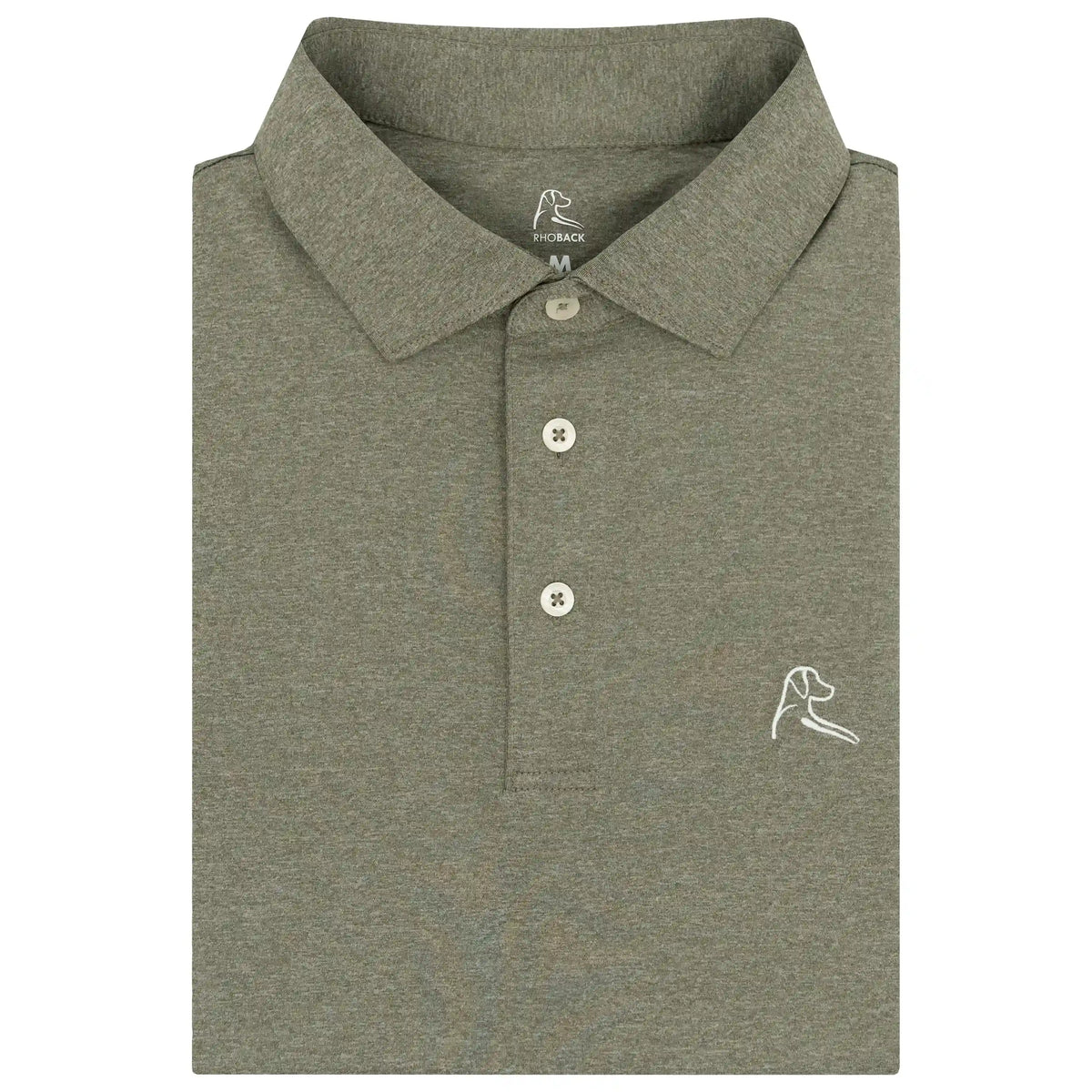 Heather | Performance Polo | Heather - Moss Green/White