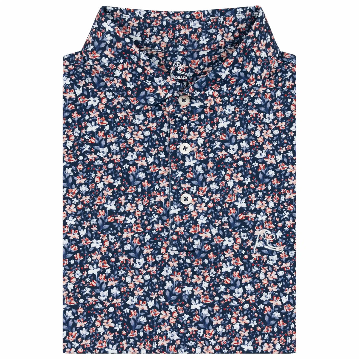 The All American Floral | Performance Polo | The All American Floral - Fleet Navy/Flag Red