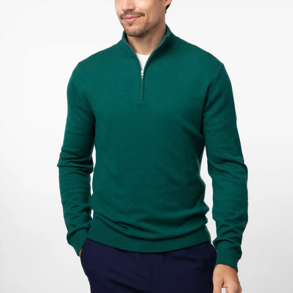 Hogan Q-Zip Sweater | Heather - Evergreen/Evergreen