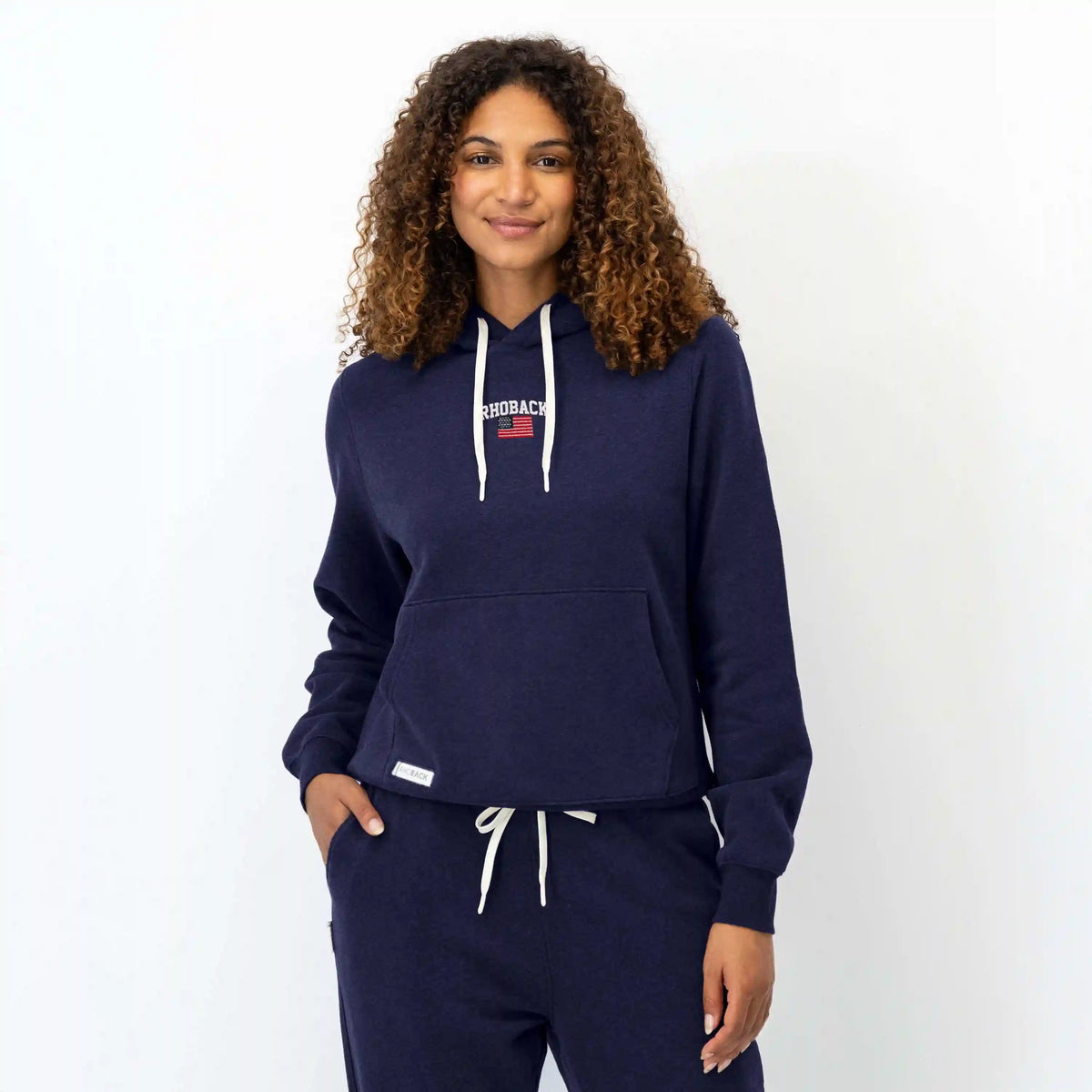 Ready Hoodie | Heather - Indigo Blue - RBUSA ARCH 2 WHITE (Women's)