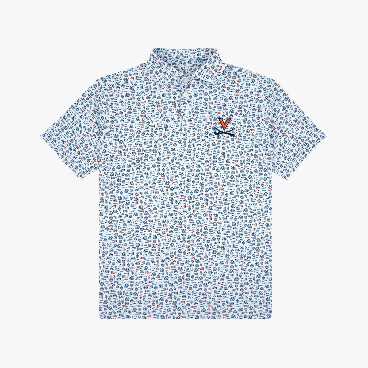 The Youth UVA Gameday 2.0 | Collegiate Polo | The UVA Gameday 2.0 - White/Admiral Navy - 1