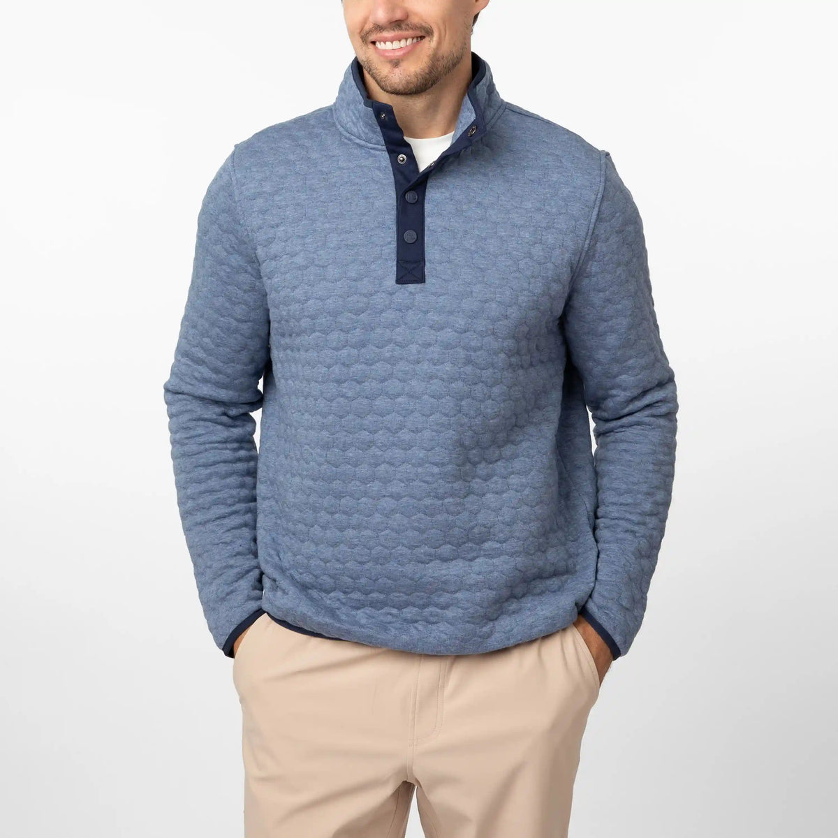 Hex Q-Snap Pullover | Heather - Coastal Blue