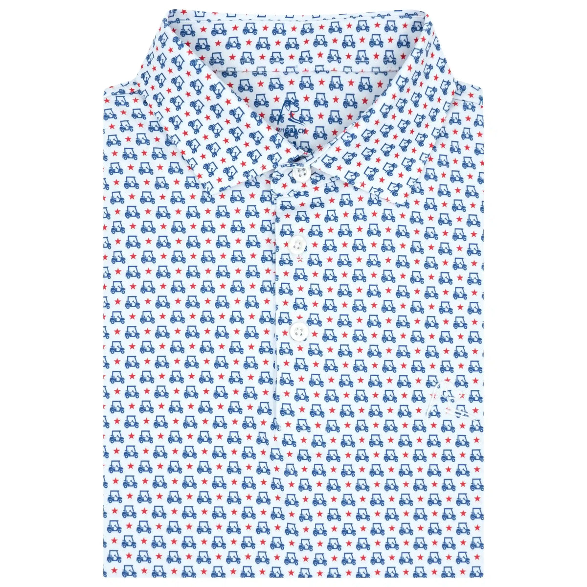 The Stars & Carts | Performance Polo | The Stars & Carts - White/Short Stop Blue - USA