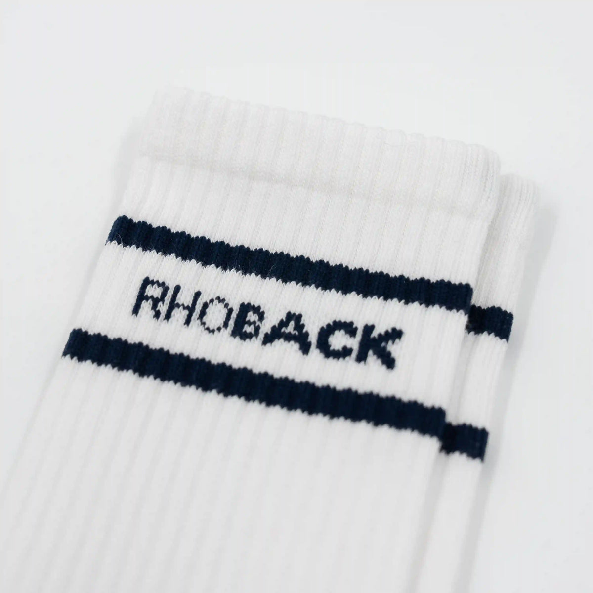Stratus Performance Crew Socks | Solid - White - Fleet Navy/Fleet Navy