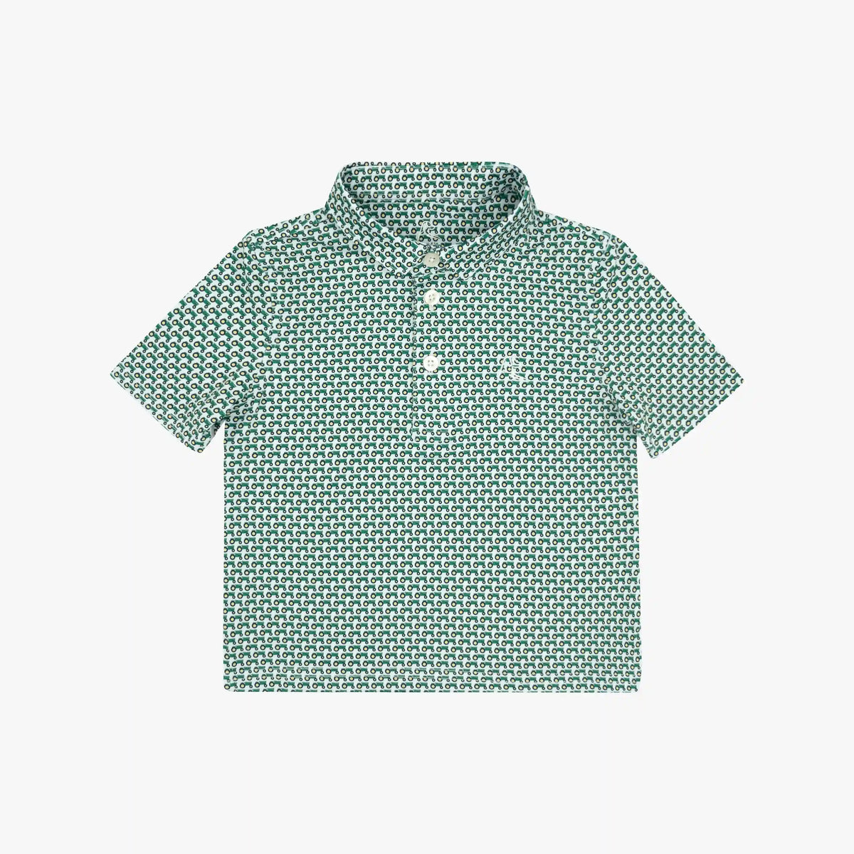 The Lil' Tractor | Performance Polo | The Tractor - White/Kelly Green