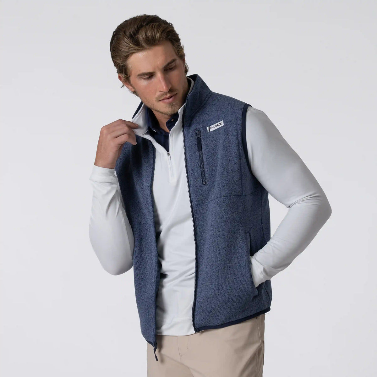 Peak Sweater Fleece Vest | Heather - Fleet Navy/Coastal Blue