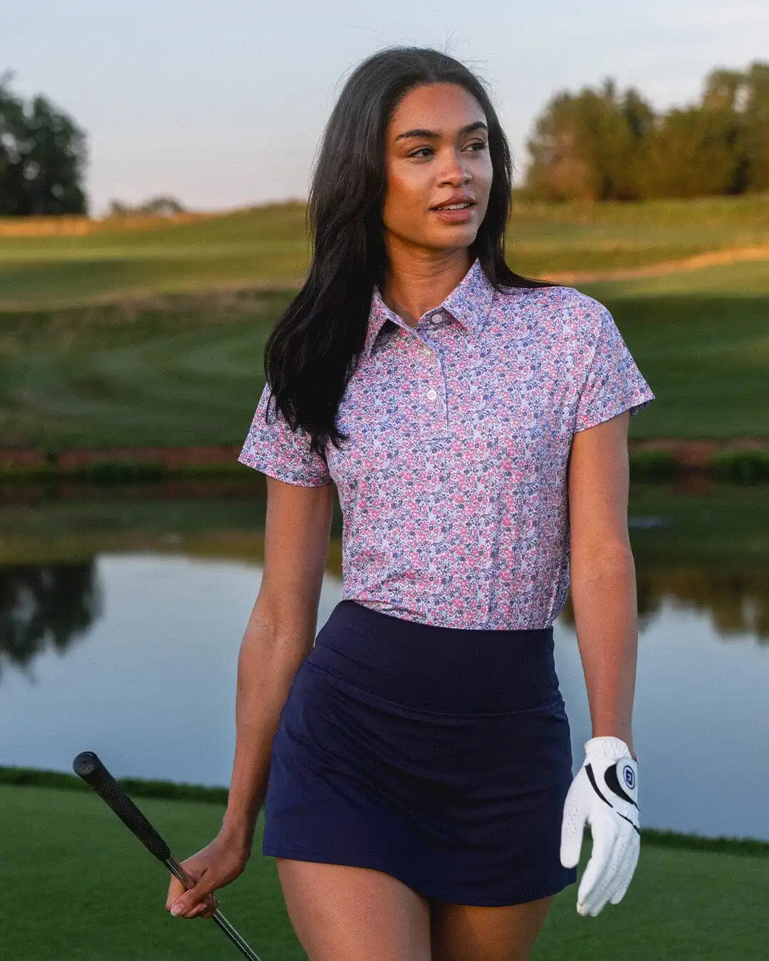 Wildflower Performance Polo | The Wildflower - White/Cashmere Pink