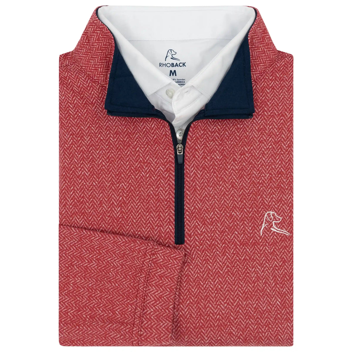 Herringbone Jacquard Performance Q-Zip | The Herringbone Jacquard - Cardinal Red/White
