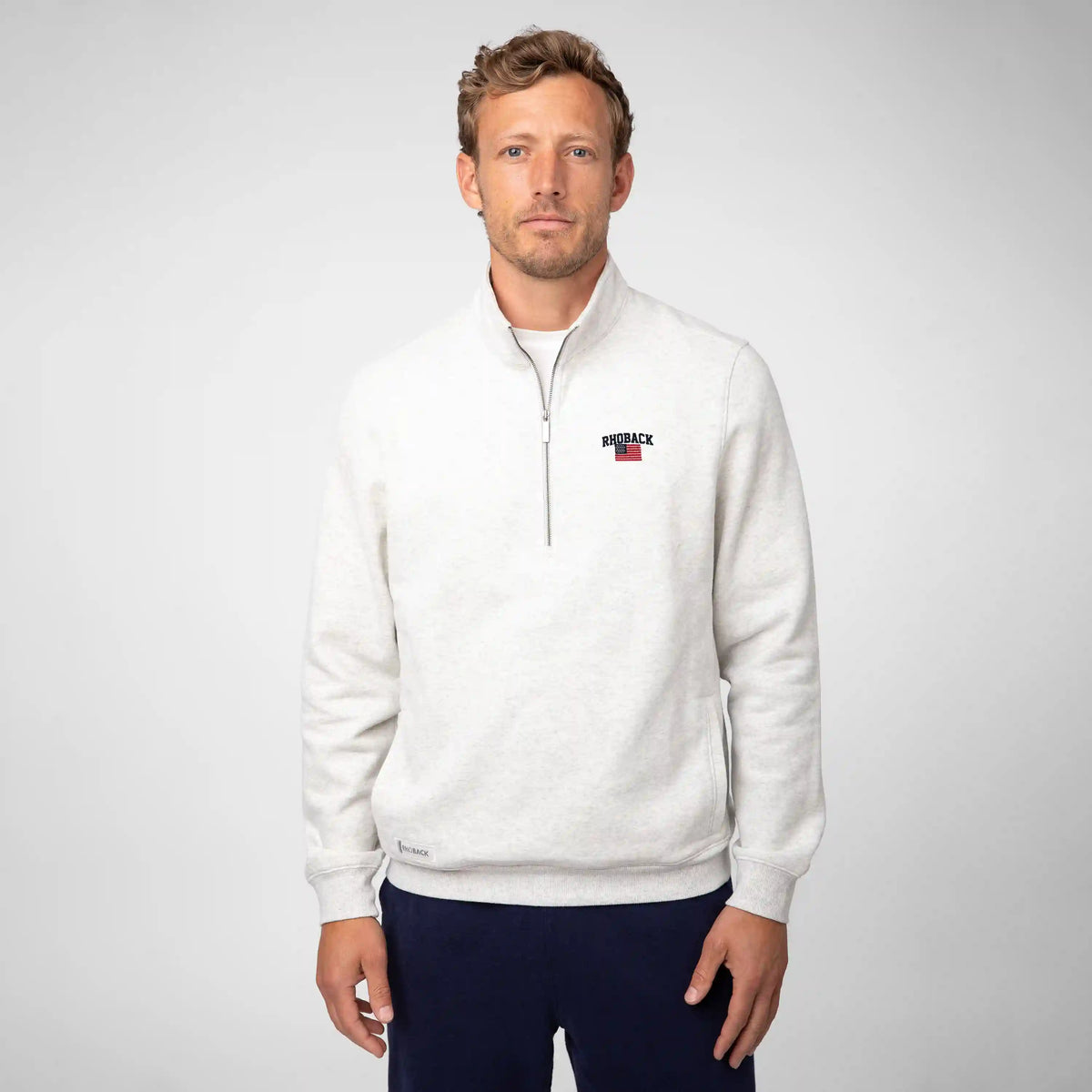 Ready Half-Zip | Heather - Ivory - RBUSA ARCH 1 NAVY