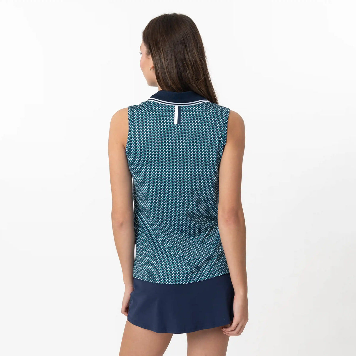Brooke Sleeveless Performance Polo | The Paddle - Fleet Navy/Kelly Green