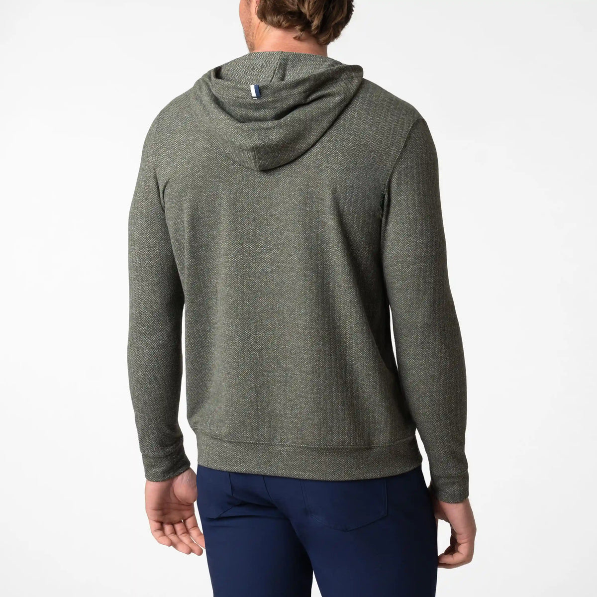 Hesi Performance Hoodie | Herringbone Jacquard - Dark Olive/White
