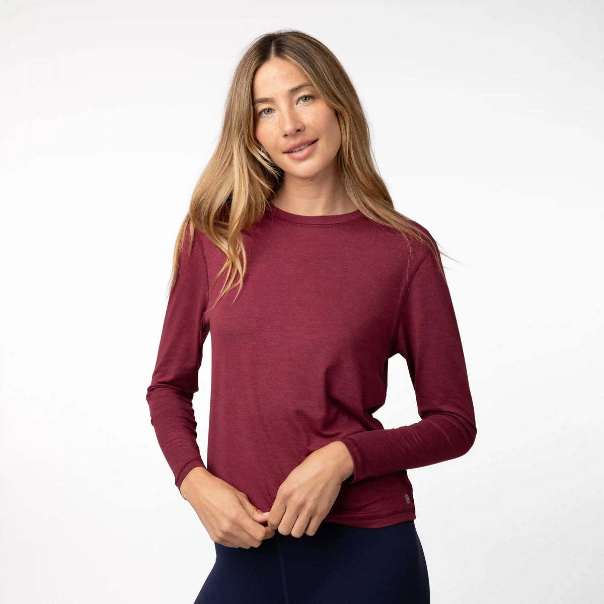 Drift Performance Long Sleeve Tee | Heather - Merlot/Merlot