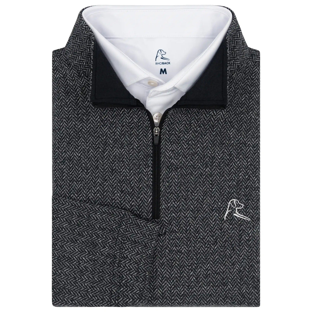 Herringbone Jacquard Performance Q-Zip | The Herringbone - Black/White
