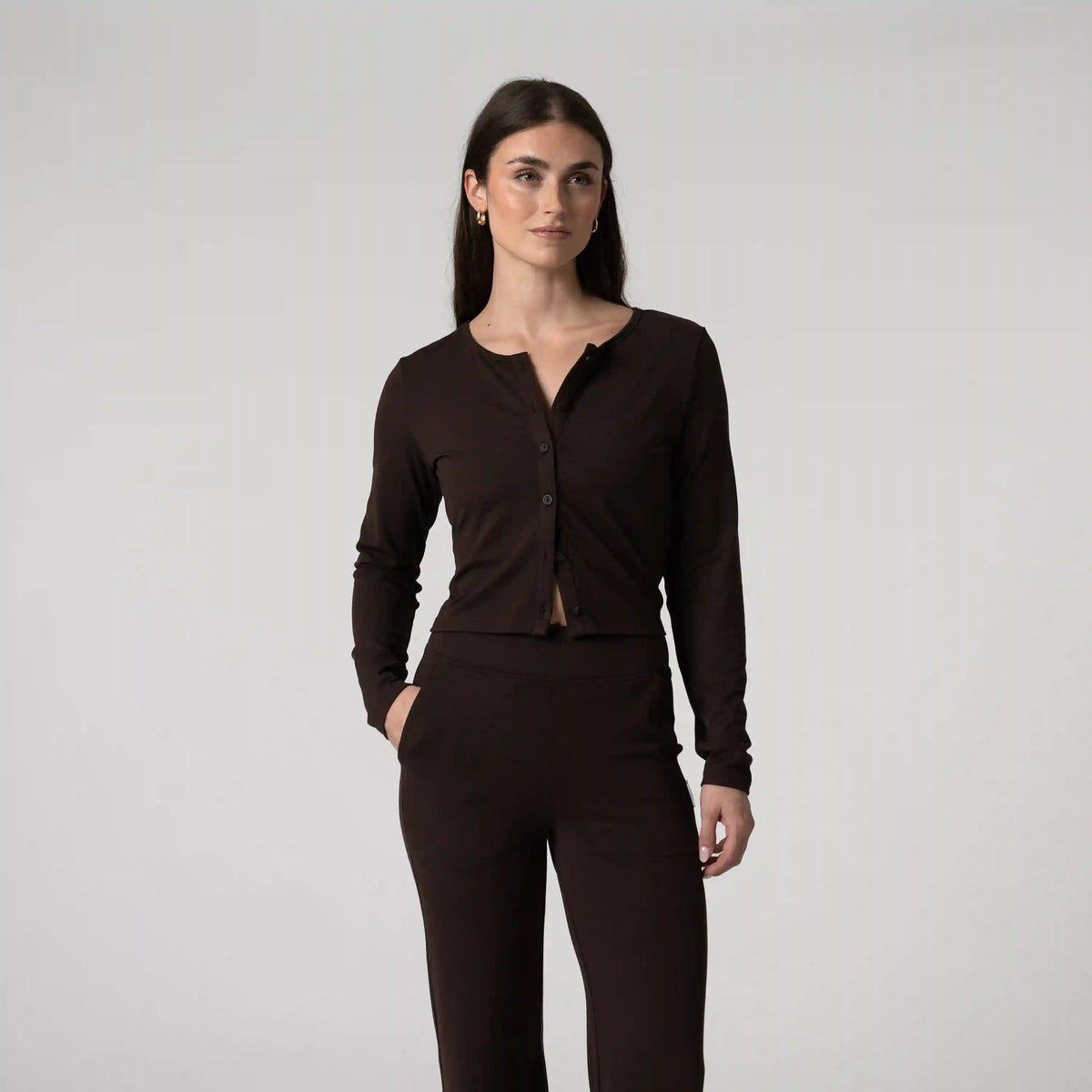 Tempo Cardigan | Solid - Cocoa