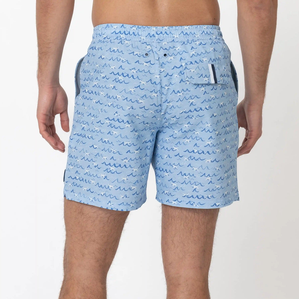 Medley Swim Trunk | The Dog Paddle - Baby Blue/White