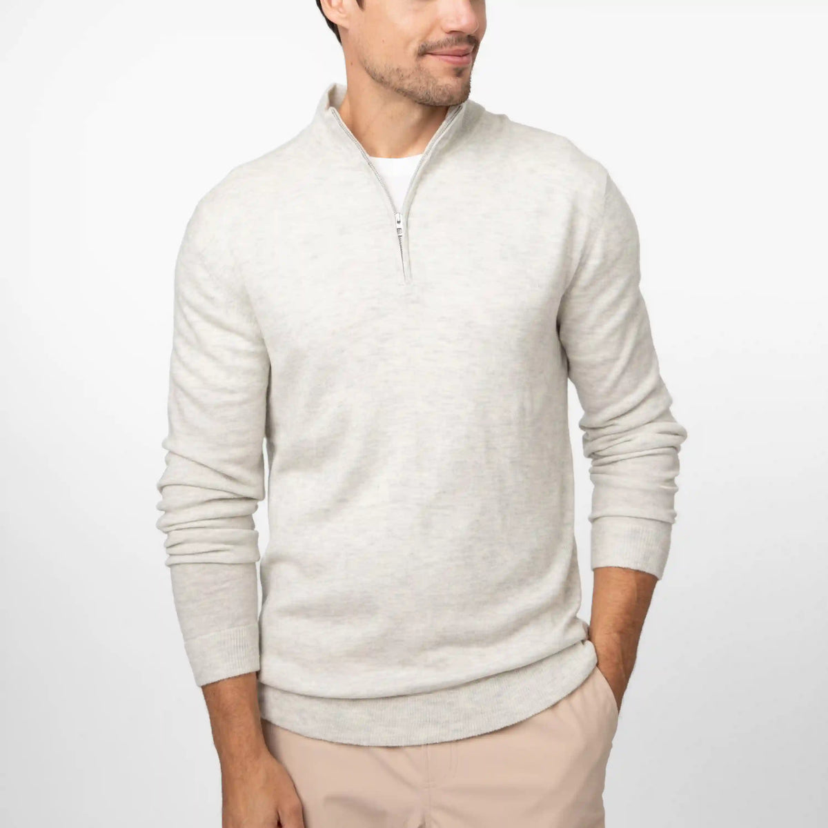 Hogan Q-Zip Sweater | Heather - Stainless Steel/Stainless Steel