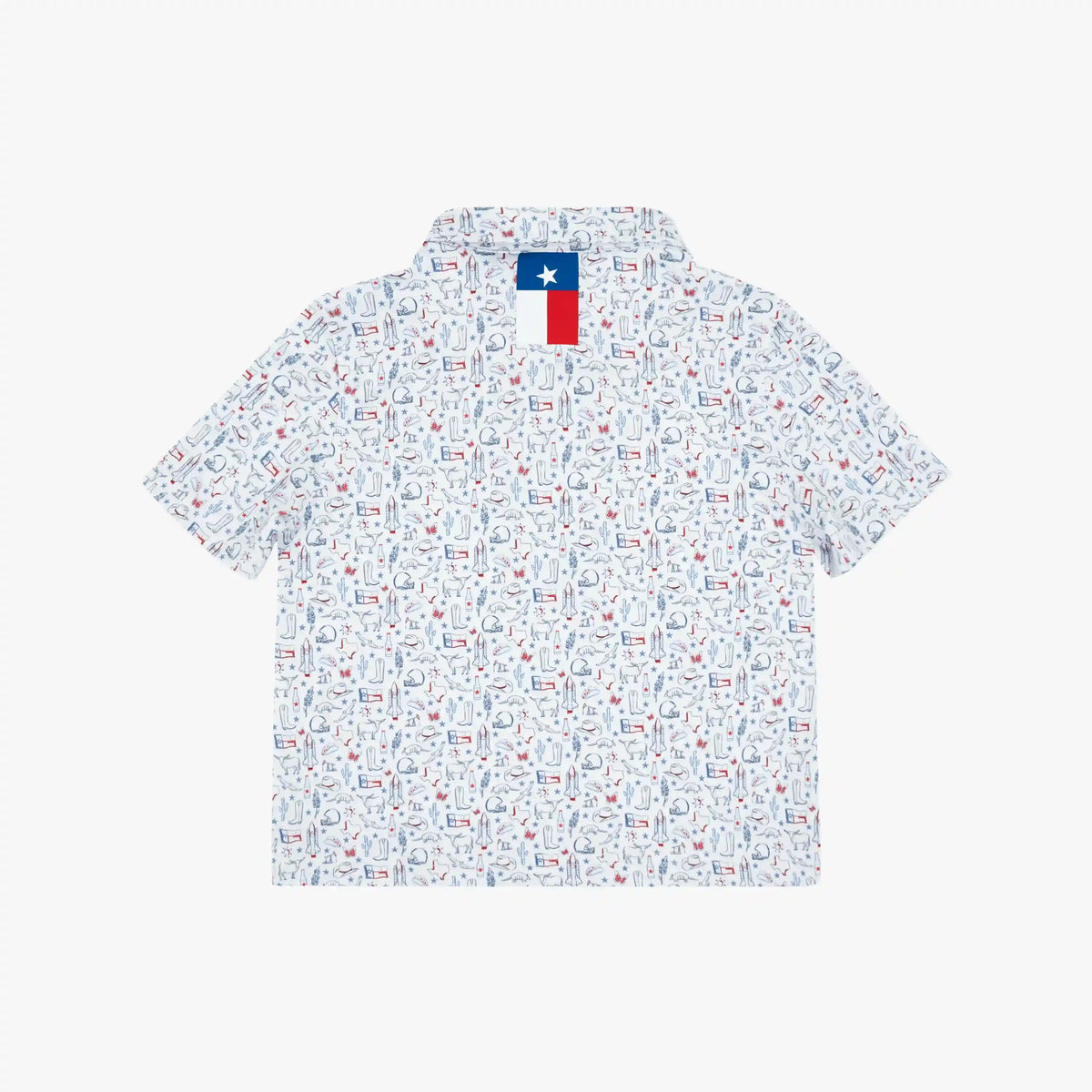 The Lil' Texan | Performance Polo | The Texan - White/Short Stop Blue - TX
