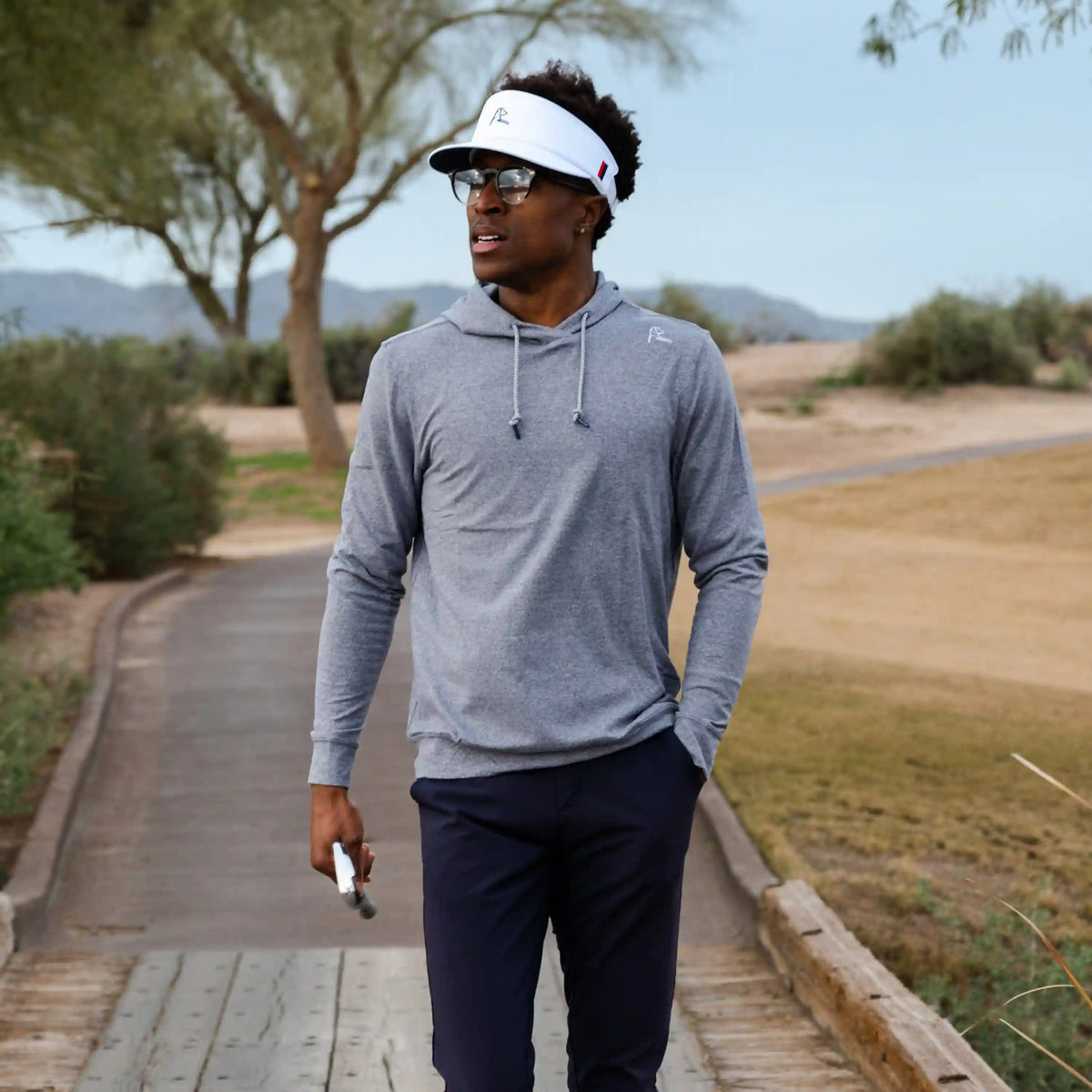 Hesi Performance Hoodie | Heather - Steel Grey/White