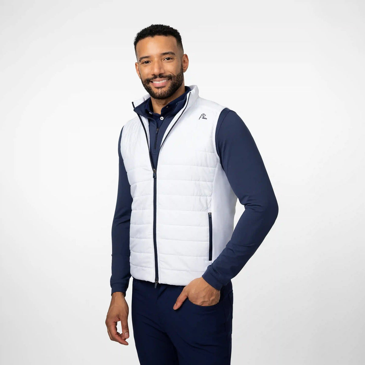 Fulton Performance Vest | Solid - White/Fleet Navy - USA