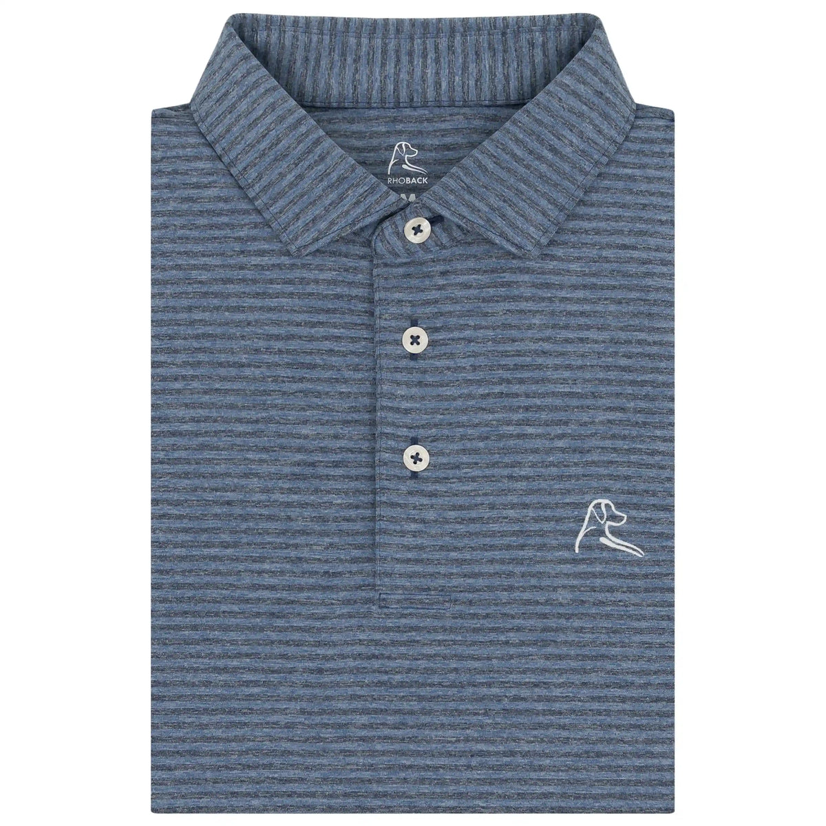 The Barts Heather Stripe | Performance Polo | The Barts Heather Stripe - Coastal Blue/Fleet Navy