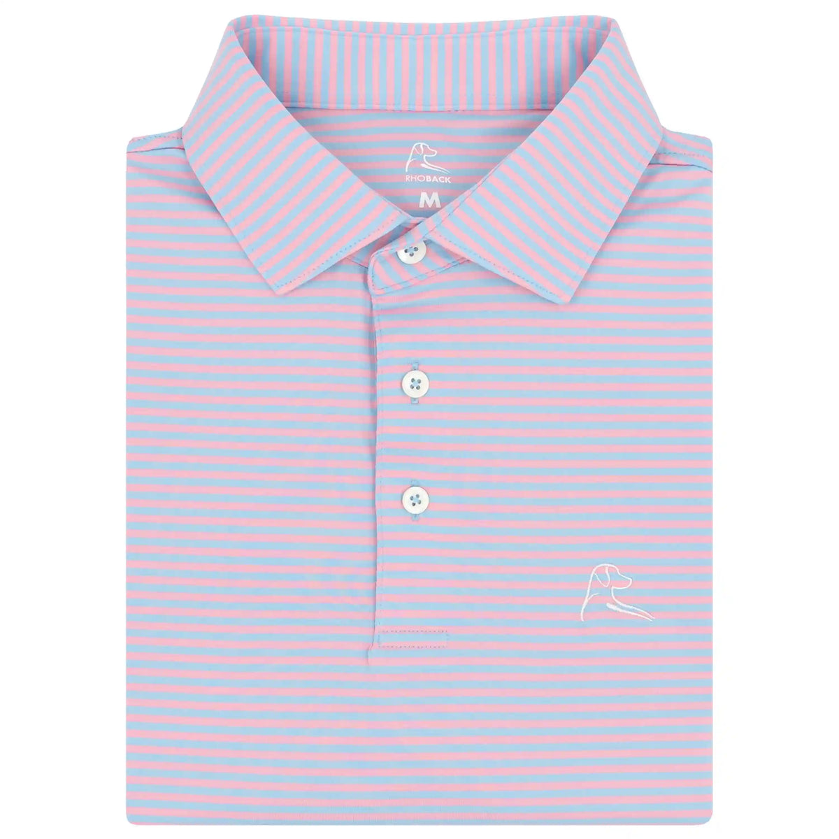 The Birdie Stripe | Performance Polo | The Birdie Stripe - Flamingo Pink/Pure Blue