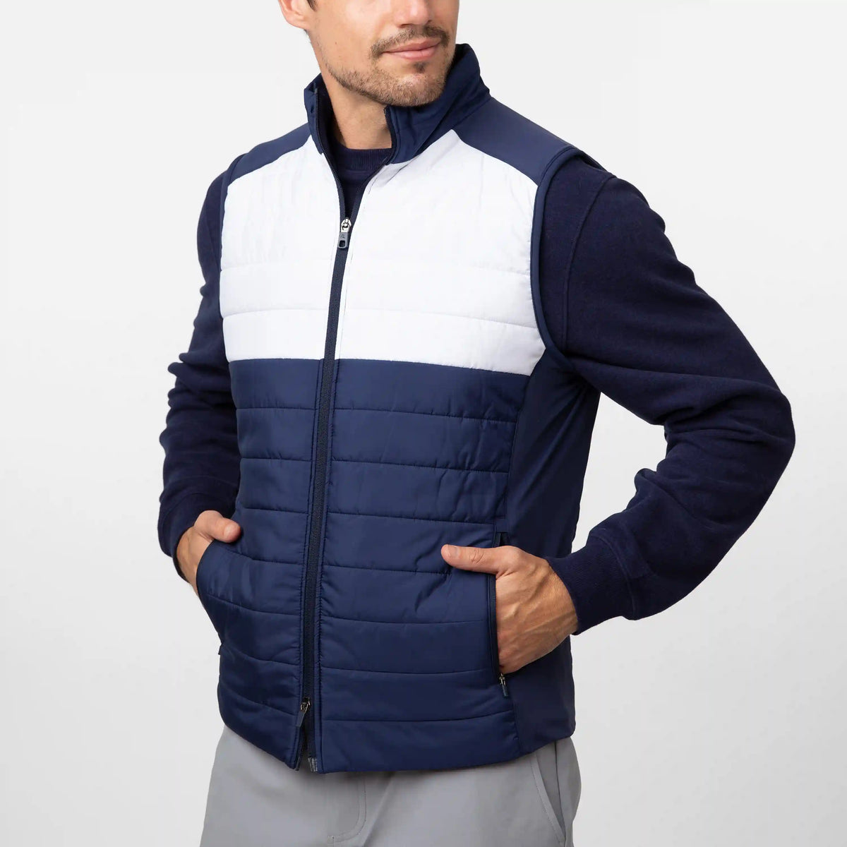Fulton Performance Vest | Colorblock - Fleet Navy/White