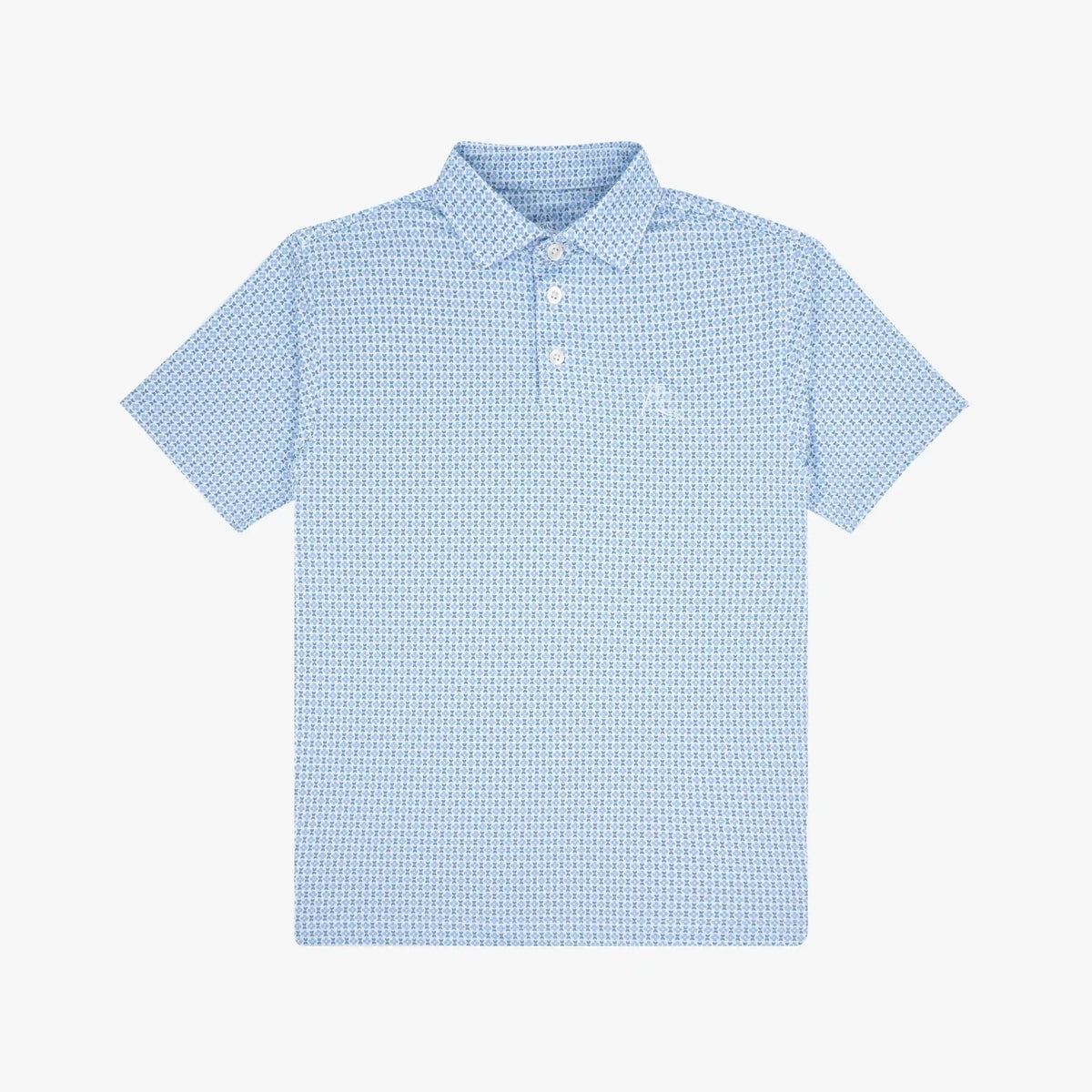 The Youth Geo Bloom | Performance Polo | The Geo Bloom - White/Country Blue