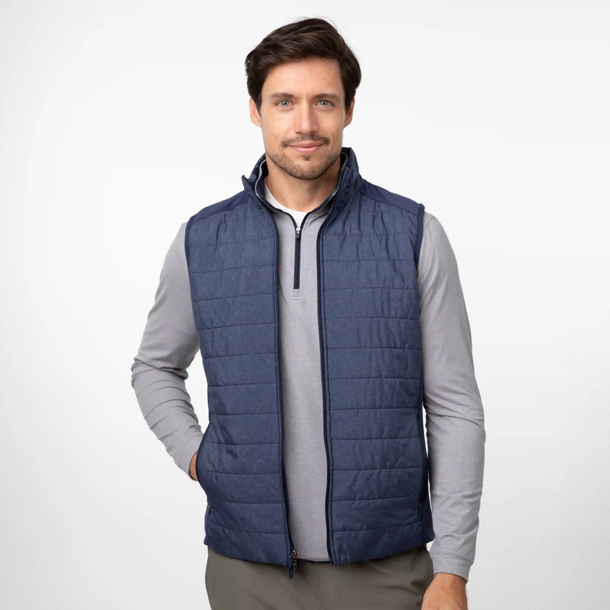 Fulton Performance Vest | Heather - Fleet Navy/White
