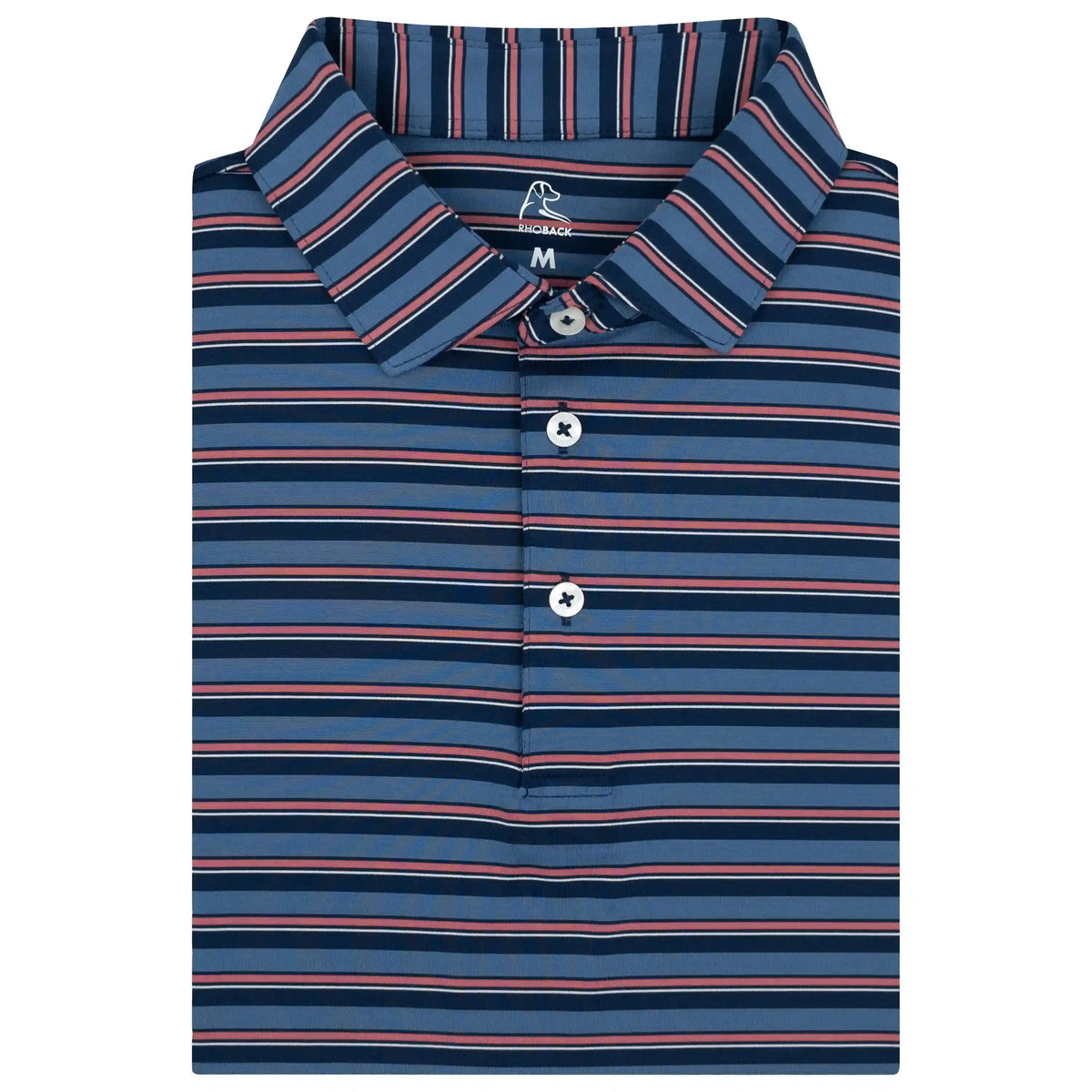 The Belmont Stripe | Performance Polo | The Belmont Stripe - Fleet Navy/Coastal Blue/Rouge Red