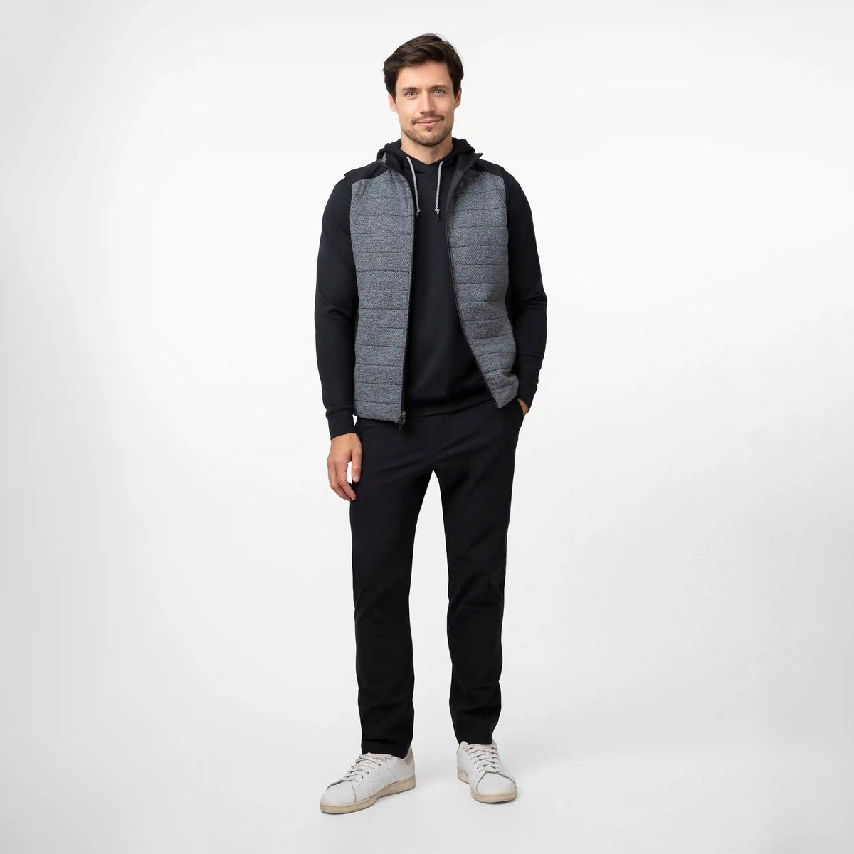 Fulton Performance Vest | The Herringbone Jacquard - Black/White